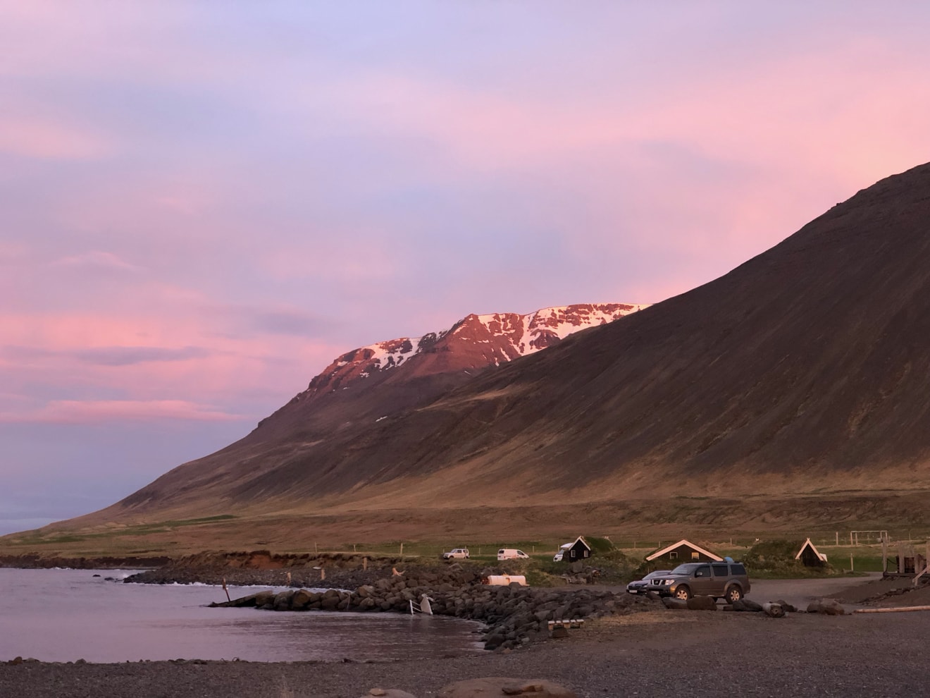 Mountain lit by sunset, Iceland